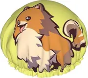 Cartoon Pomeranian Dog Print Shower Cap For Women Men Reusable Lightweight Soft Bath Hair Cap With Elastic Band