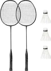 zolyet Training Badminton Racket Shuttlecock Set Physical Education Exercise Sports Equipment Iron Alloy Badminton Racket Kit Black