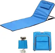 Beach Mat Lounge Chair with Back Pillow,Support Adjustable Folding Backrest Reclining Lounge Lightweight Outdoor Camping Travel,Portable Oxford Cloth Beach Chair for Beach,Outdoors Picnic Travel