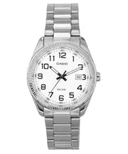 Casio Stainless Steel White Dial Luminous Hands Quartz MTP-1302D-7B Mens Watch