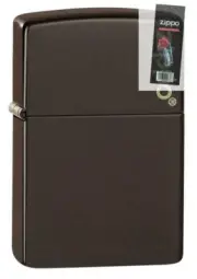 Zippo 49180ZL Brown Matte Logo Full Size Lighter + FLINT PACK