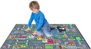 Children's Crawling Mat, Traffic Map Floor Play Mat, 31.5 x 47.24 inches Educational Floor Non-Slip, Soft Material, Clear Patterns, Living Room, Nursery, Playroom Use