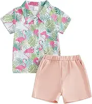 [MAYUMMPY] Baby Boy Beach Outfits Toddler Coconut Tree Bathing Suit Short Sleeve T-shirt Shorts Kids Summer Swim Clothes