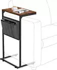 C Shaped End Table, Small Side Table for Couch and Recliner, Slide under Sofa Tr