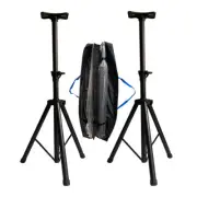 Pair PA Speaker Stands Adjustable Height Duty Tripod Mount Steel Stand Carry Bag