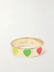 [Alison Lou] Alison Lou - Heart Throb 14-karat Gold And Enamel Ring - 5 5 Gold