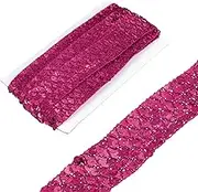 uxcell 3.5cm x 6m Sequins Trim Flat Sequin Paillette Ribbon Strip Braid for Crafts, Embellishments, DIY Sewing Costume Rose Red