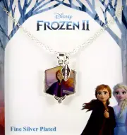 Disney Frozen 2 Anna Necklace Fine Silver Plated Hexagon 18" Find Your Way Home