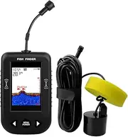 xioaue Portable Fish Finder Water Depth Temperature Fishfinder with Wire Sonar Sensor Transducer for Fishing Black