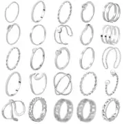18-31 Pcs Knuckle Rings for Women Stackable Rings Sets Vintage Silver-25PCS