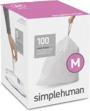 simplehuman 100 Bin Liners M Code 45L Drawstring Bags Dispenser Packs