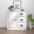 Sideboard Buffet Storage Side Cabinet High Gloss White Engineered Wood 70cm
