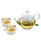 Mini 3in1 Tea Set - 320ml Heat Resistant Glass Teapot + 2x Double Wall Cups