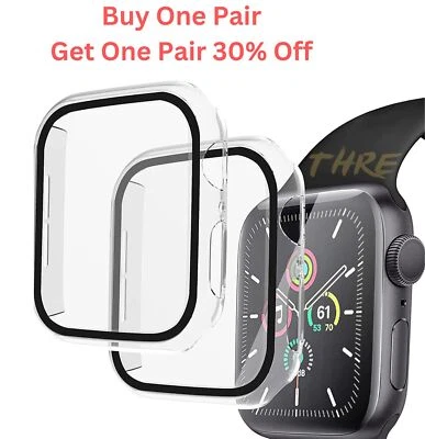 2X Apple Watch Screen Protector 10 9 8 ultra SE 7 6 45 Tempered Glass Case Cover