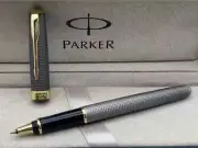 Grey Grid Parker Sonnet Rollerball Pen Fine Nib Black Ink Refill With Gift Box