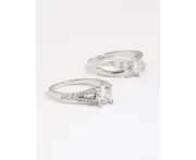 Silver Diagonal Cubic Zirconia Engagement Ring Pack