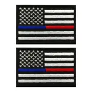 USA Flag Thin Blue Red Line Police,Firefighter Patch[3.0 X 2.0 Hook- 2PC-US7]