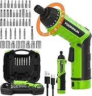 FOONUN Mini Screwdriver, Rechargeable Battery 6 Nm Torque and 2000 mAh Battery 3.6 V with 44 Accessories, USB Cable, LED Light and Torch, Ideal for DIY Tightening and Loosening Screws