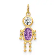 10K Yellow Gold February Boy Birthstone Charm