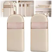 [DiiuuAII] Space Saving Hanging Garment Bag With Self Compression Zipper,Garment Bags for Travel,Dust Cover for Coats Down Jackets, Closet Clothes Organizer with Clear Window (Beige, M*2pcs)