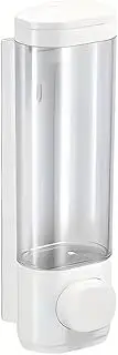 AIMALL 1-Compartment Soap Dispenser, Wall Mount, Manual Press, No Drilling Required to Install, Body Wash and Hand Soap Dispenser, Clear Compartment, Easy Refill - 8.46" Height