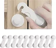 Weyeena Baby Proofing Safety Lock for Cabinets-Child Drawer Safety Locks -10 Pack 3M Adhesive Latches for Drawers Toilet Seat Fridge Oven (White)
