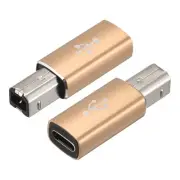 USB C Female to MIDI Convert Adapter, Type-C to USB B Adapter Golden
