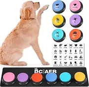 DCIAER Dog Buttons for Communication,Talking Buttons for Dogs,6 Recordable Sound Buttons + 24 Scene Patterns + 1 Dog Button Mat+ 12 AAA Batteries，30 Seconds Dog Buttons for Pet Sound Training Toy