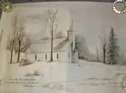 * TRI CHEM 7069 CHURCH Winter Scene PSALMS 100, 1.2 Picture TRICHEM 18x24 inches