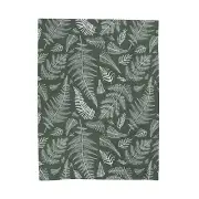 Fern Pattern Green Velveteen Plush Blanket, Winter Blanket