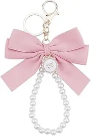 [YALLNASL] Pink Pearl Bow Keychain for Girls Women Bracelet Wristlet Keychain for Car Key Chains Women Cute Purse Bag Charms