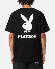 [PLAYBOY] Playboy Bunny Lockup T-shirt Black - Size 2XL 2XL Black