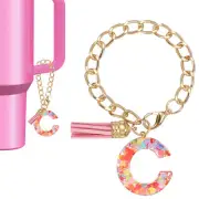Letter Charm for Stanley Tumbler Cup Initial C Charm Accessories Keychain Pink