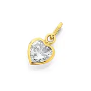 9ct Gold Cz Heart Pendant in Clear