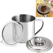 KEISSCO Bacon Grease Container with Strainer Stainless Steel Oil Storage Can