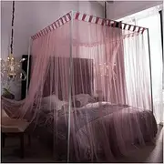 Mosquito Nets,Rectangular Screen Net Curtain 360° Effective Against Mosquito Bites Home Use Three Door Travel Tent,Pink,180x220cm