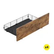 Levede Industrial Bed Frame, Double/Queen Size, Wooden Base with Optional 4 Storage Drawers