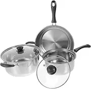BESTOYARD Stewing Pot Frying Pan Set Soup Pot Stainless Steel Cookware Easy Handling Sturdy
