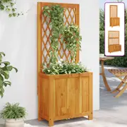 Planter with Trellis Flower Plant Box Raised Bed Solid Wood Acacia vidaXL