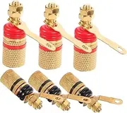 Generic Binding Banana Plugs Set 6pcs Speaker Terminal Connectors Gold Plated Copper Rods for Amps