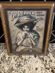 Vintage Dr. Pepper Celluloid Etched Framed Picture NEW IN PLASTIC!!!!