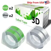 (2Green+2Silver) LabelTape Fit For Dymo 15447 Dymo 20008CP Label Makers