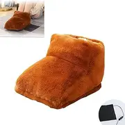 [AOYONGOIT] Cozy Foot Heated Slippers USB Heating Electric Warmer for Bed Indoor Home Women Men(Yellowbrown)