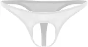 [Linjinx] Men's Striped Thongs Briefs Underwear Low Rise G-Strings Open Crotch Panties Nightwear
