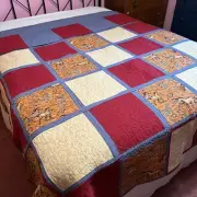 QUILT horses patchwork 82" x 90" QUEEN SIZE free motion quilted handmade