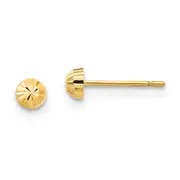14K Yellow Gold Madi K Diamond Cut 3mm Half-Ball Post Earrings