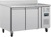 [POLAR] U-Series Double Door Counter Fridge with Upstand 282 Liter Capacity, Silver