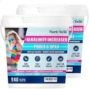Puerto Verde • Pool & Spa Alkalinity Lifter 10kg Total Alkalinity Correction & pH Balance Fast Acting Powder Format Hermetic Bucket Includes Dosing Cup European Production