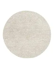 [Miss Amara] Melia Grey and Ivory Tribal Textured Round Rug