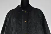 NWT Barbour Sz 2X Beadnell Polarquilt Black Zip Up Jacket Logo Snaps Tartan Cuff
